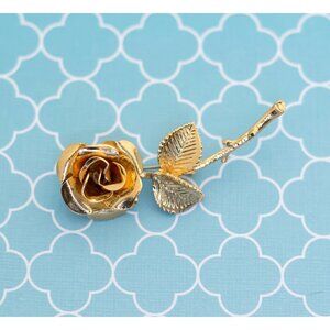 Vintage Lovely Golden Rose Brooch - R1